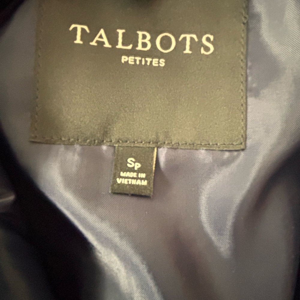 Talbots Quilted Sleeveless Vest with Stand Collar - Navy with Black Knit Sides - Picture 4 of 6